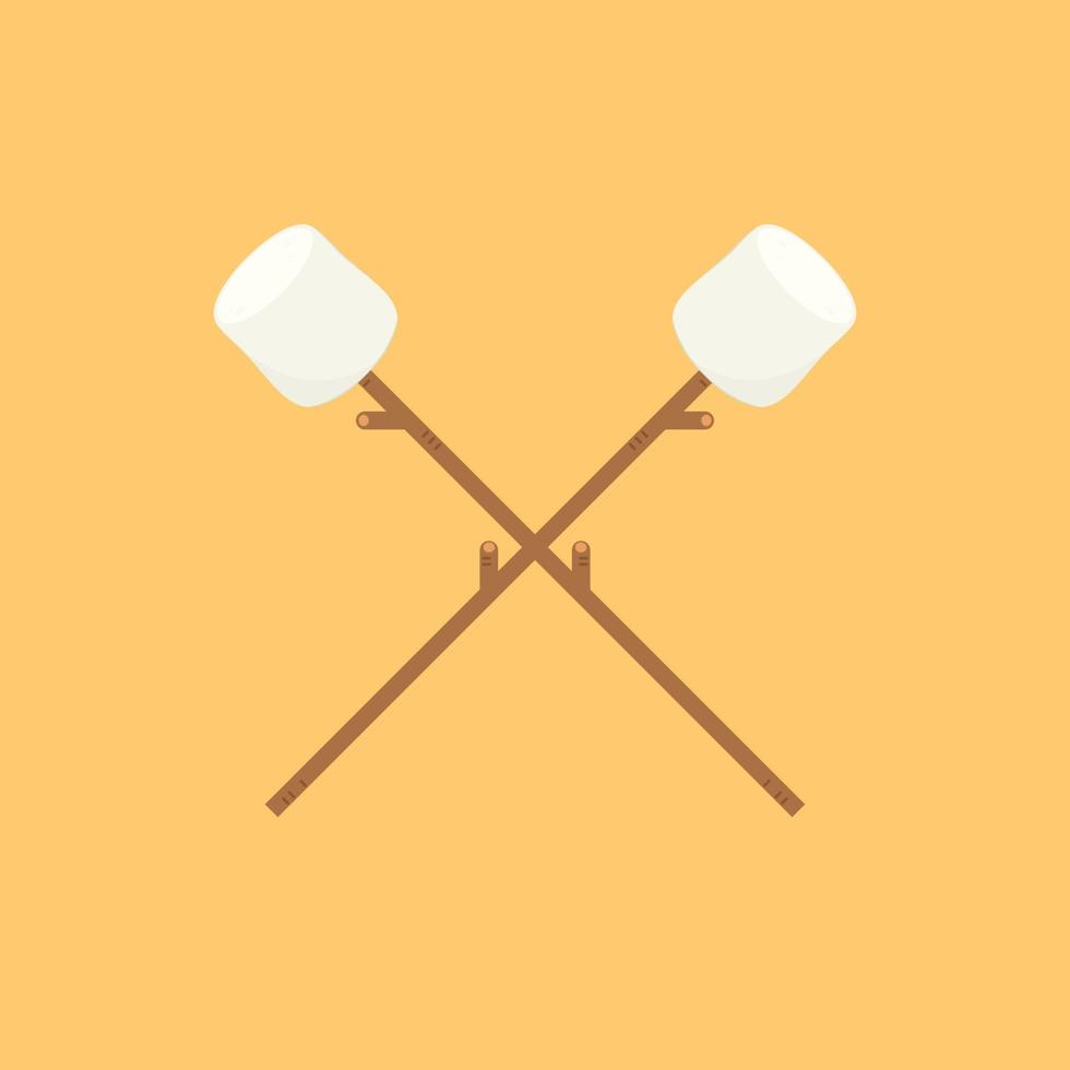 Marshmallow stick. Marshmallow logo design. White Marshmallow icon. vector