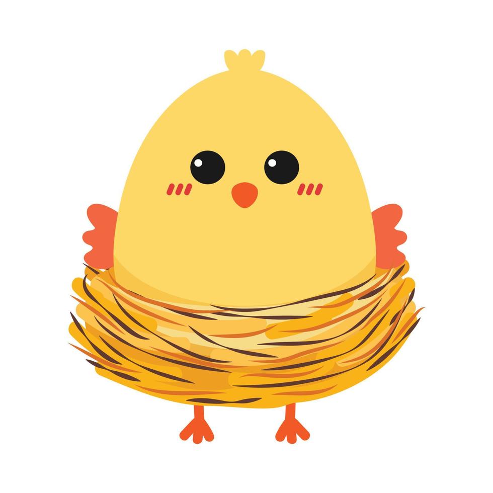 Chick in the nest. chick character design. wallpaper. free space for text. symbol. logo. white background. vector