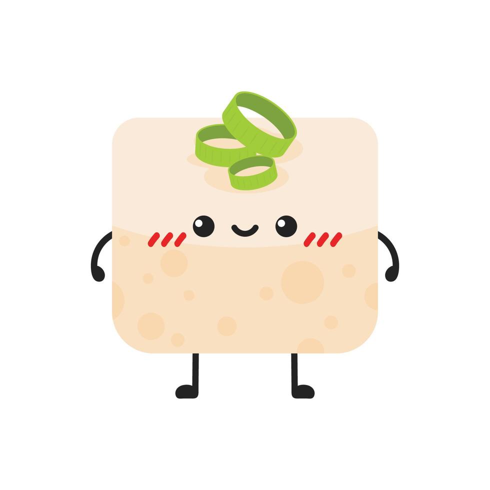 Cute tofu cartoon. Happy cute smiling funny tofu. character design. Vegetarian nutrition, healthy food. vector