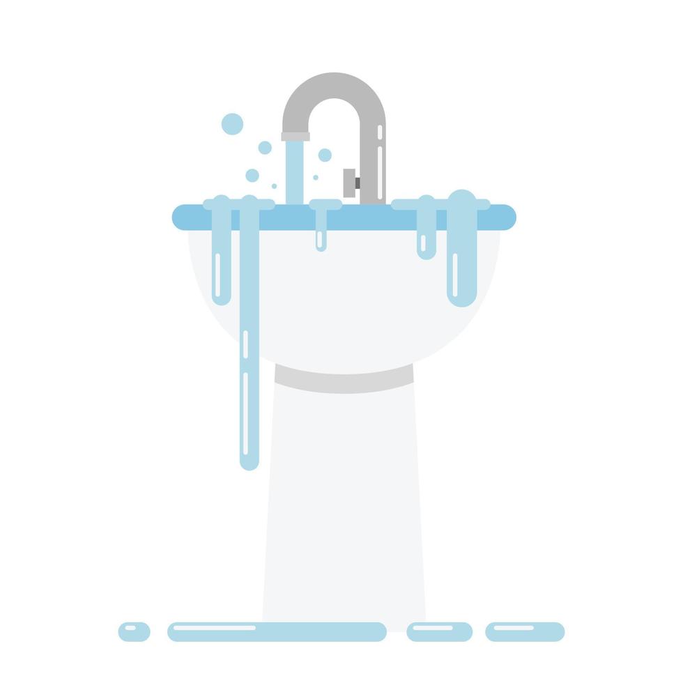 Overflowing water in a wash basin, Basin vector. vector