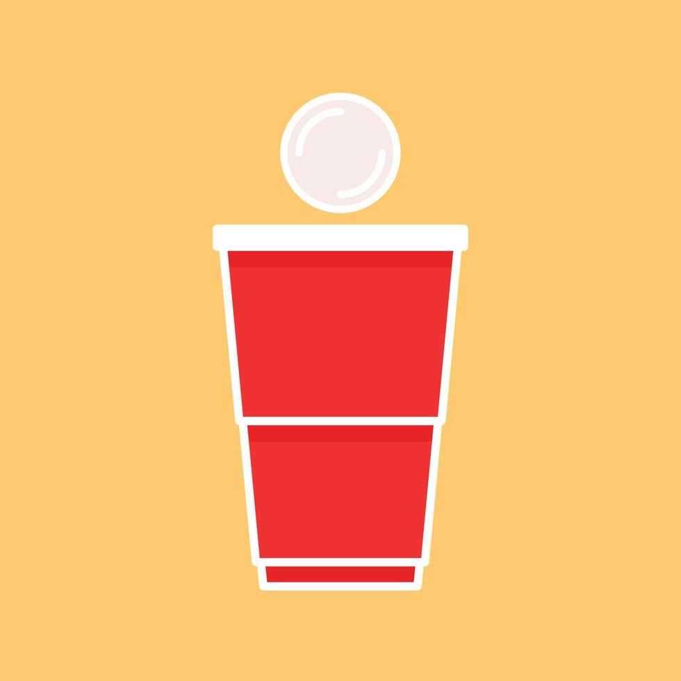 Copa de fiesta roja aislada sobre fondo rojo, ilustración vectorial. vector de taza de cerveza roja. pong de la cerveza.