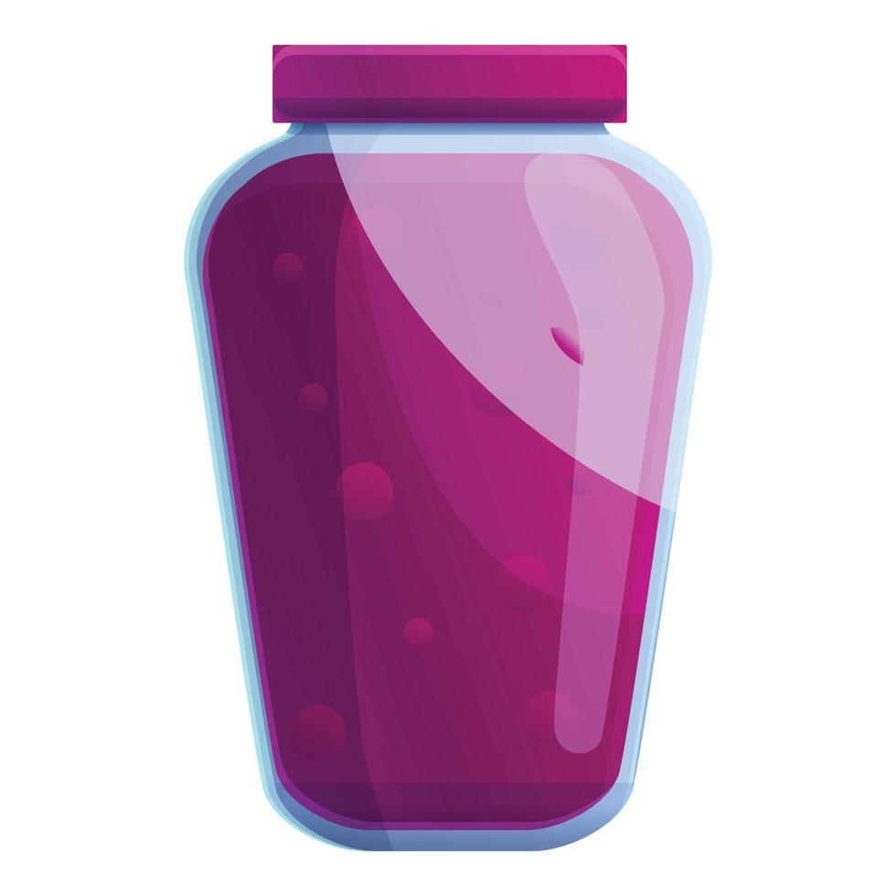 Berry home jam jar icon, cartoon style vector