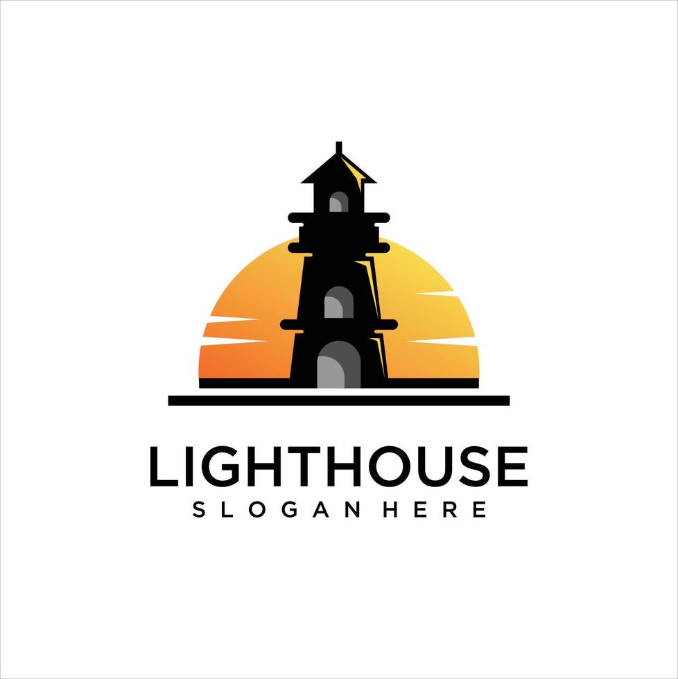 Lighthouse Logo Vector Icon Template. Modern Creative Blue Beacon Logo Design Element.