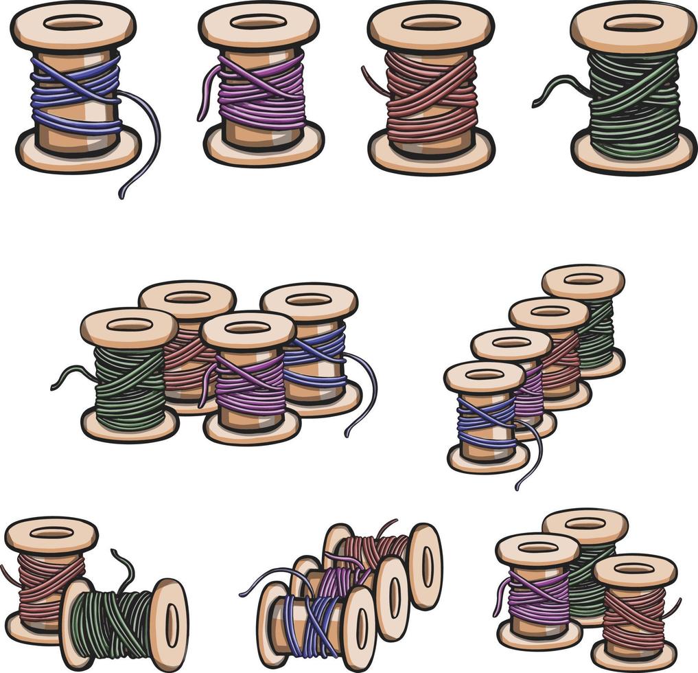 Set of knitting, needlework hobby sewing illustration vector