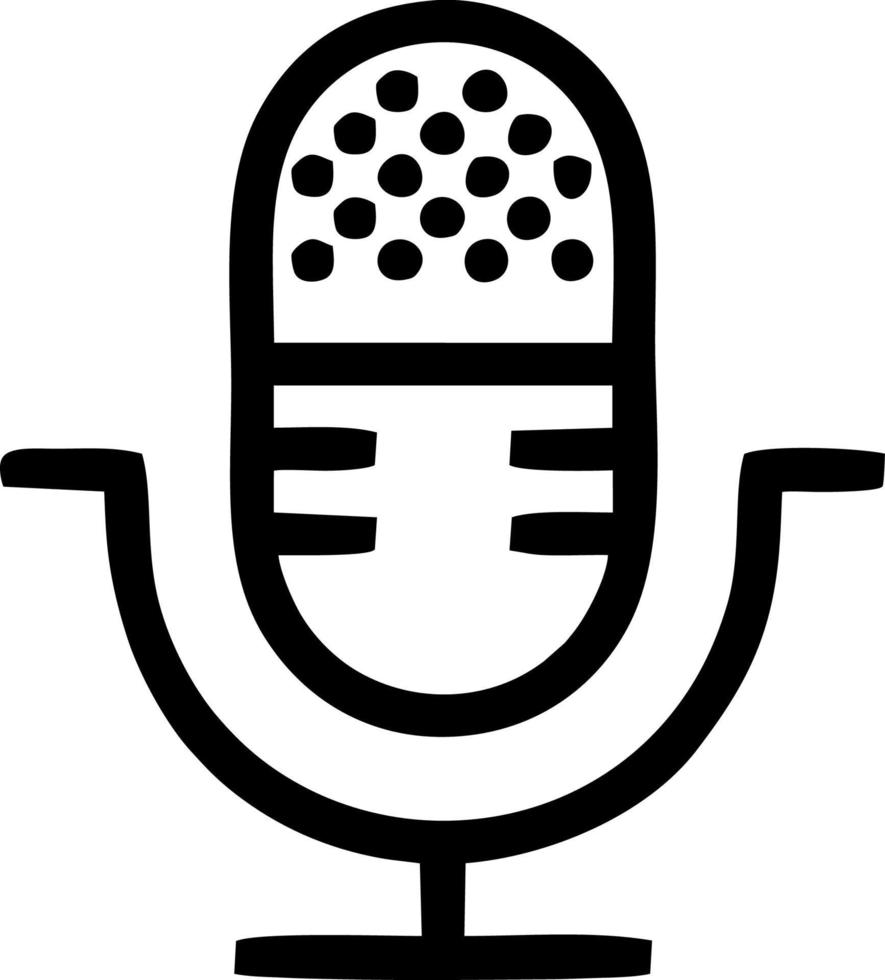 illustration of microphone in black on white background, microphone design on a white background vector