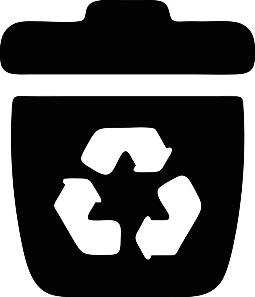 Trash icon. Recycle icon black silhouette. recycle symbol design vector