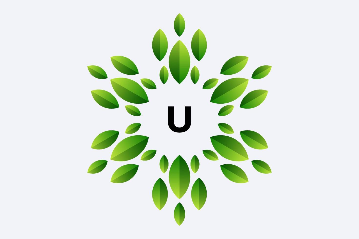 Letter U and Leaf vector design