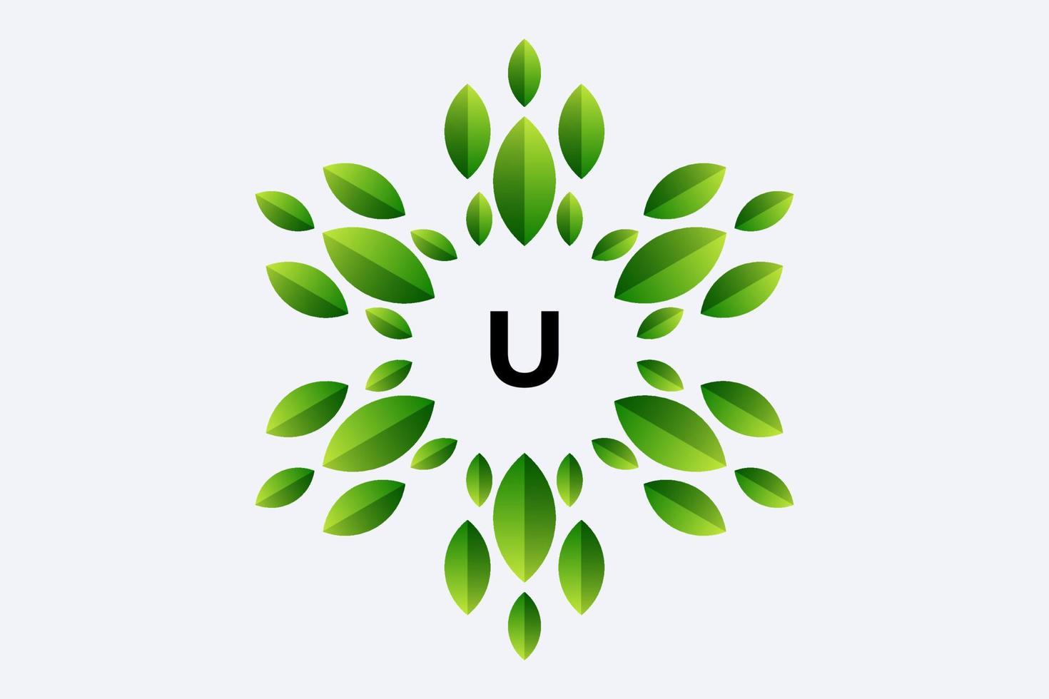 Letter U and Leaf vector design