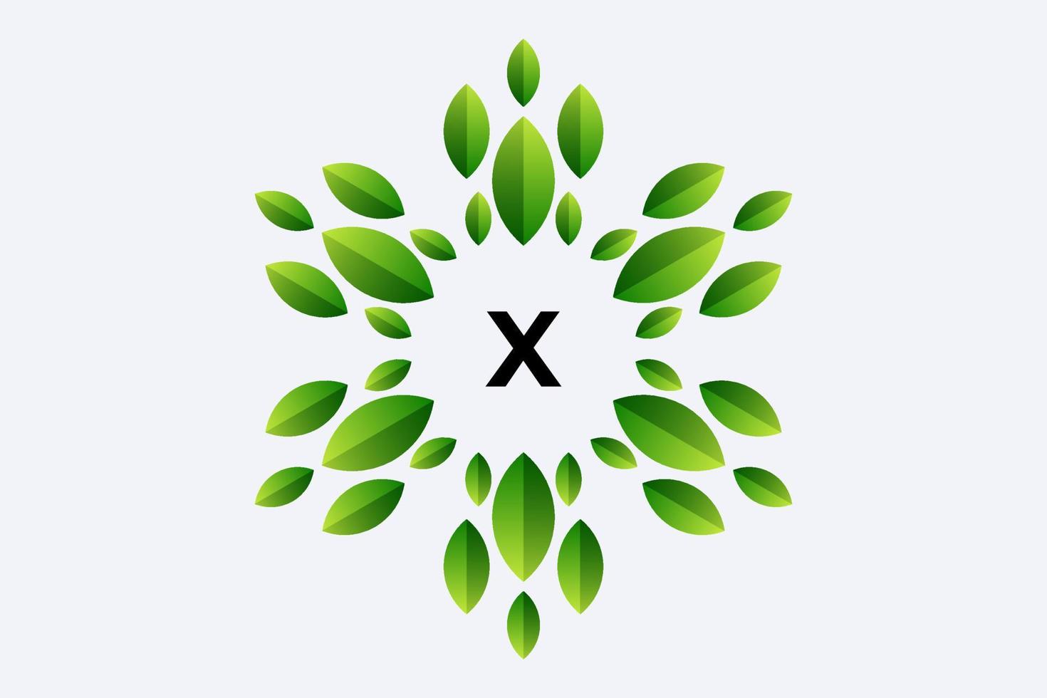 Letter X  and Leaf vector design