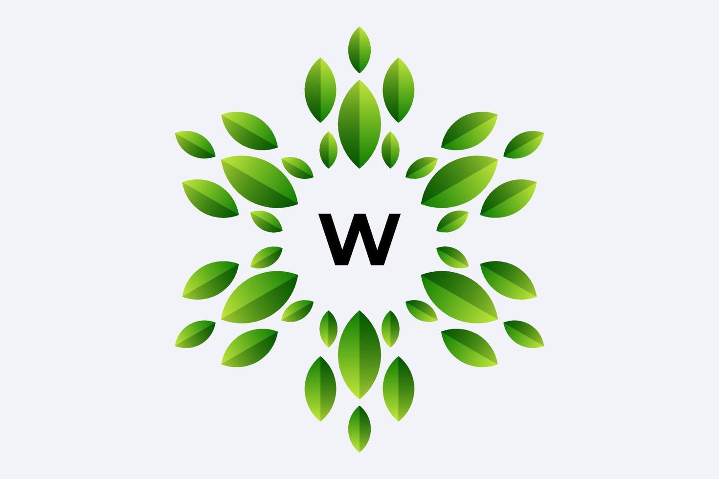 Letter W and Leaf vector design