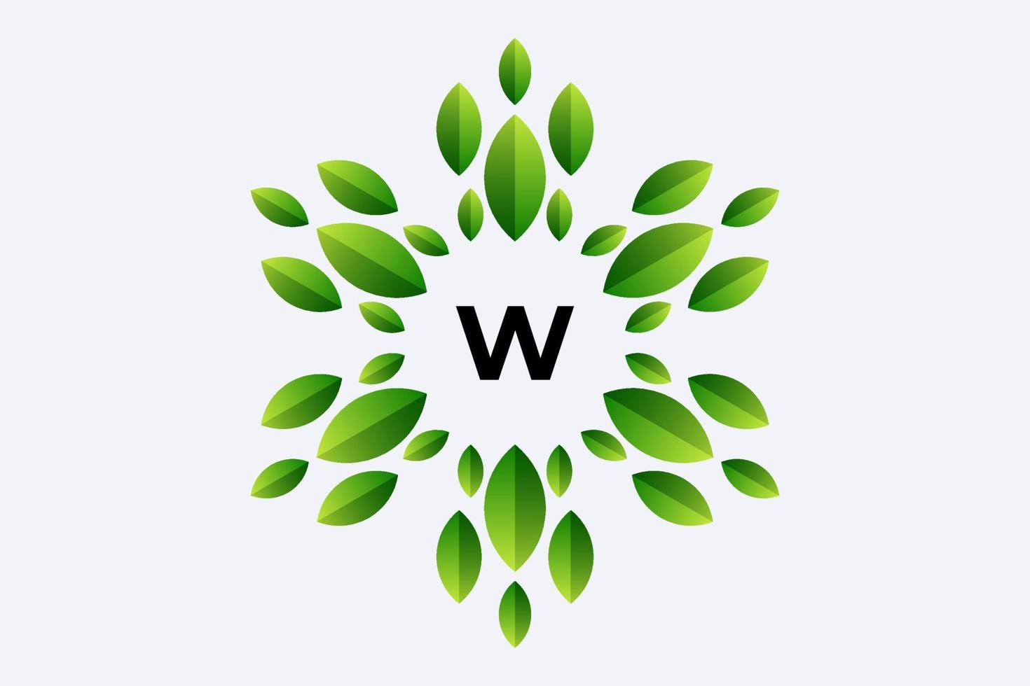 Letter W and Leaf vector design