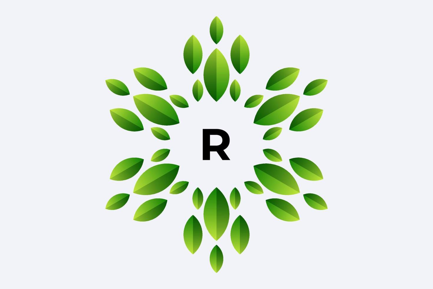 Letter R and Leaf vector design