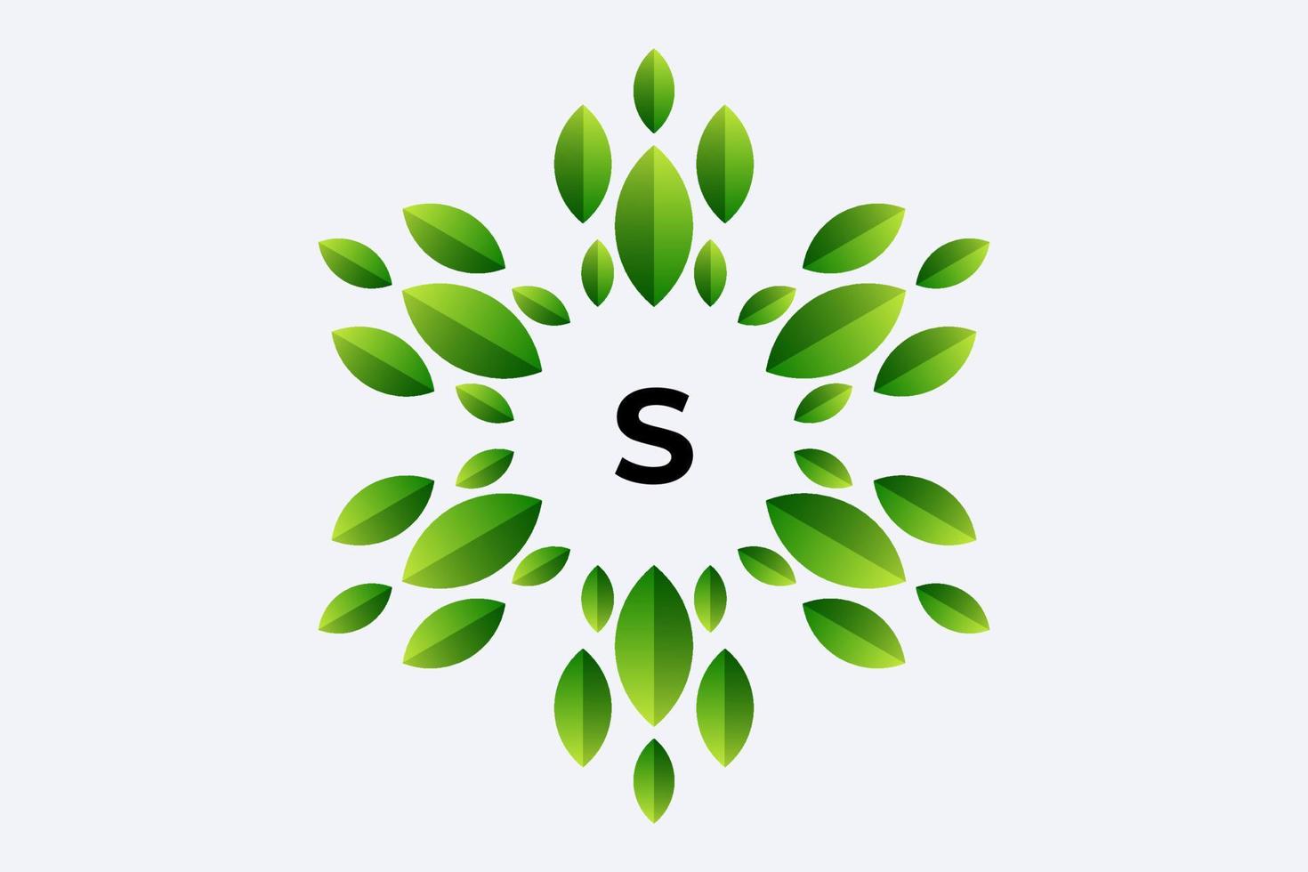 Letter S and Leaf vector design