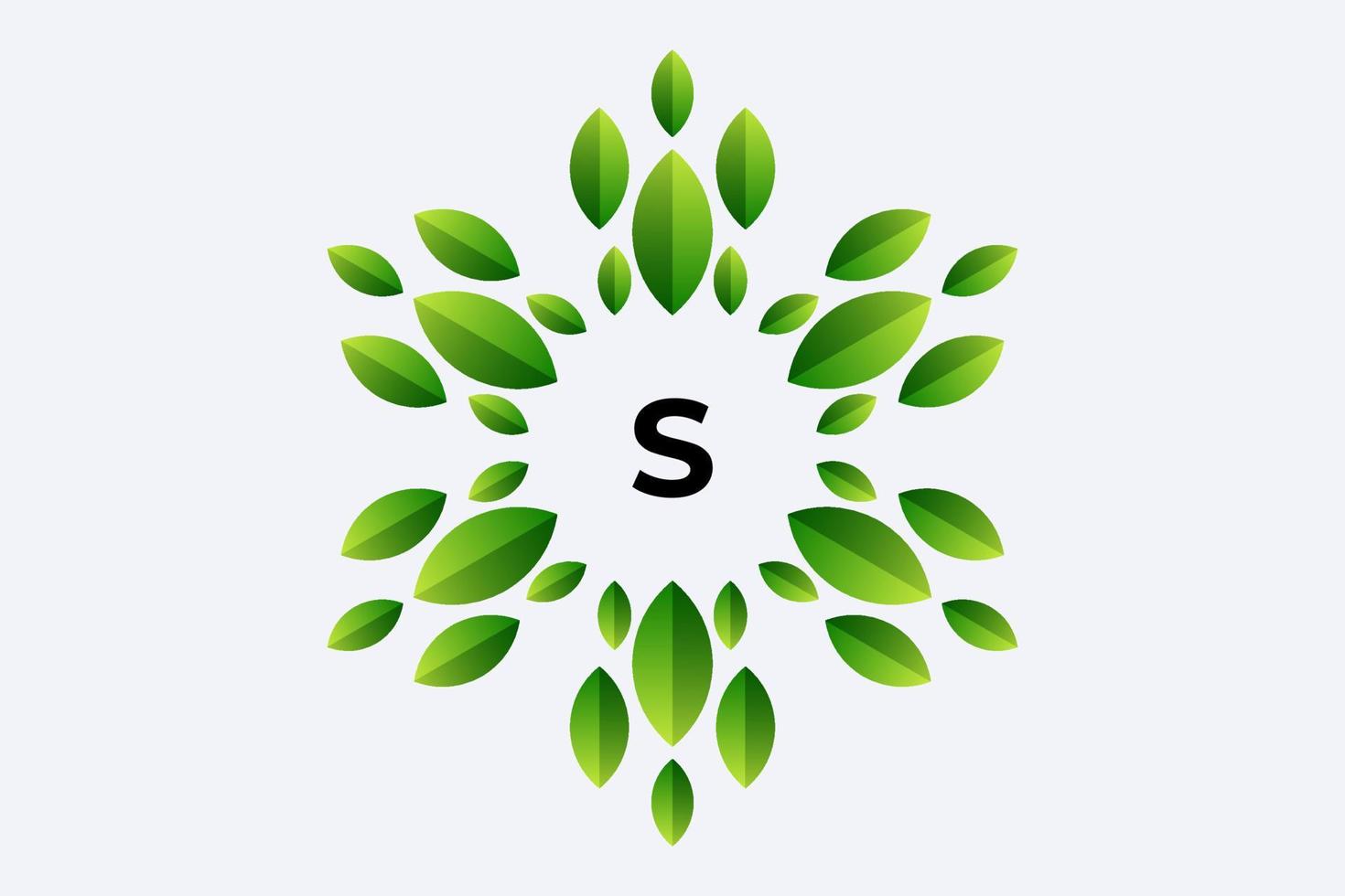 Letter S and Leaf vector design