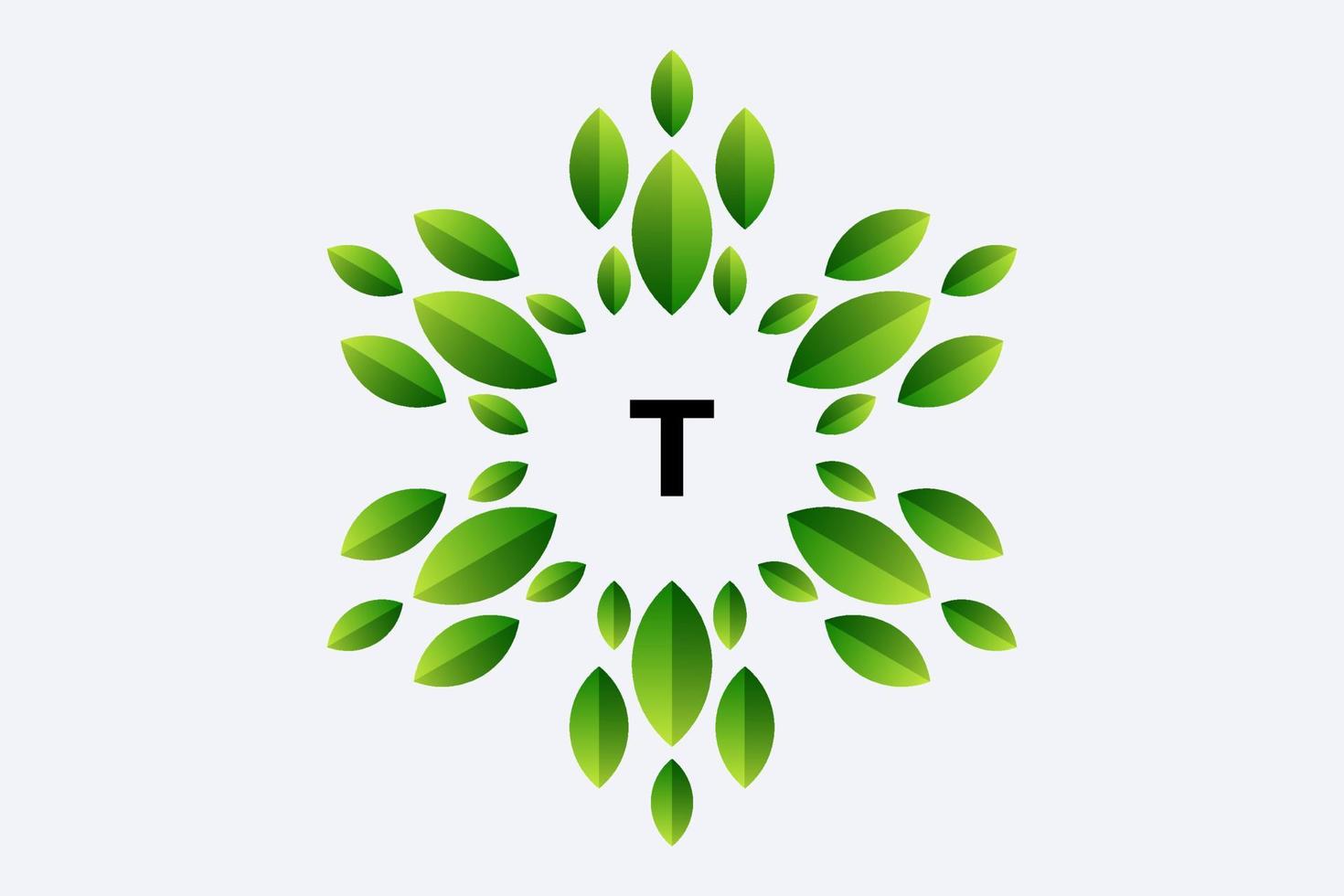 Letter T and Leaf vector design