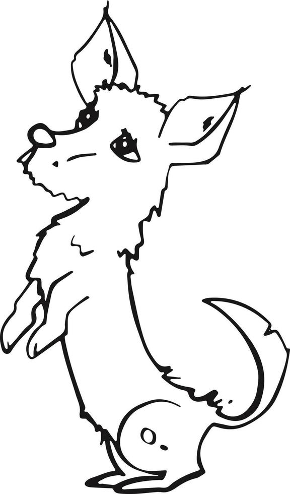Cartoon style. The dog stands on its hind legs, the puppy is a trick. vector illustration