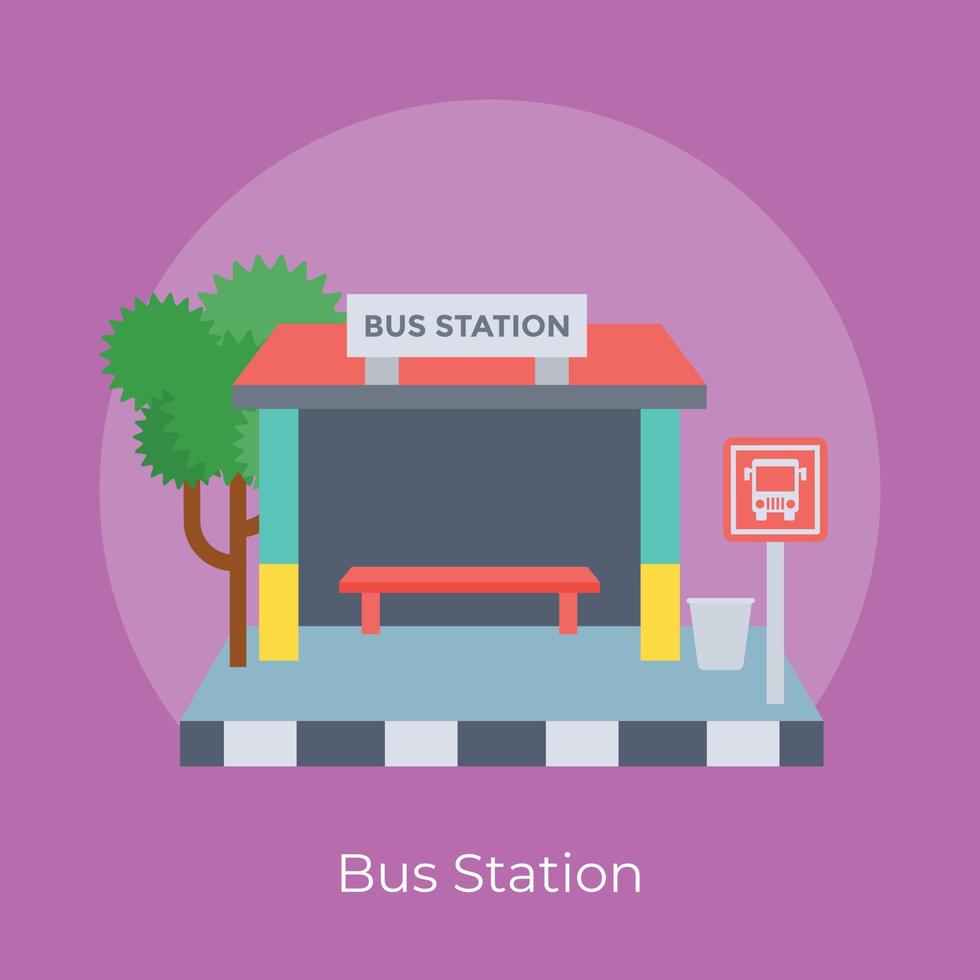 Trendy Bus Station vector