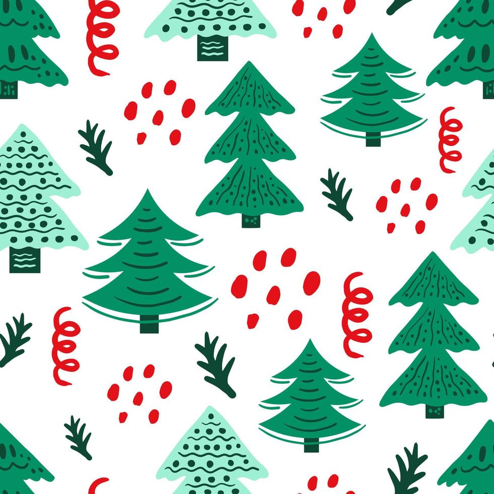 garabato, árbol de navidad, seamless, patrón vector