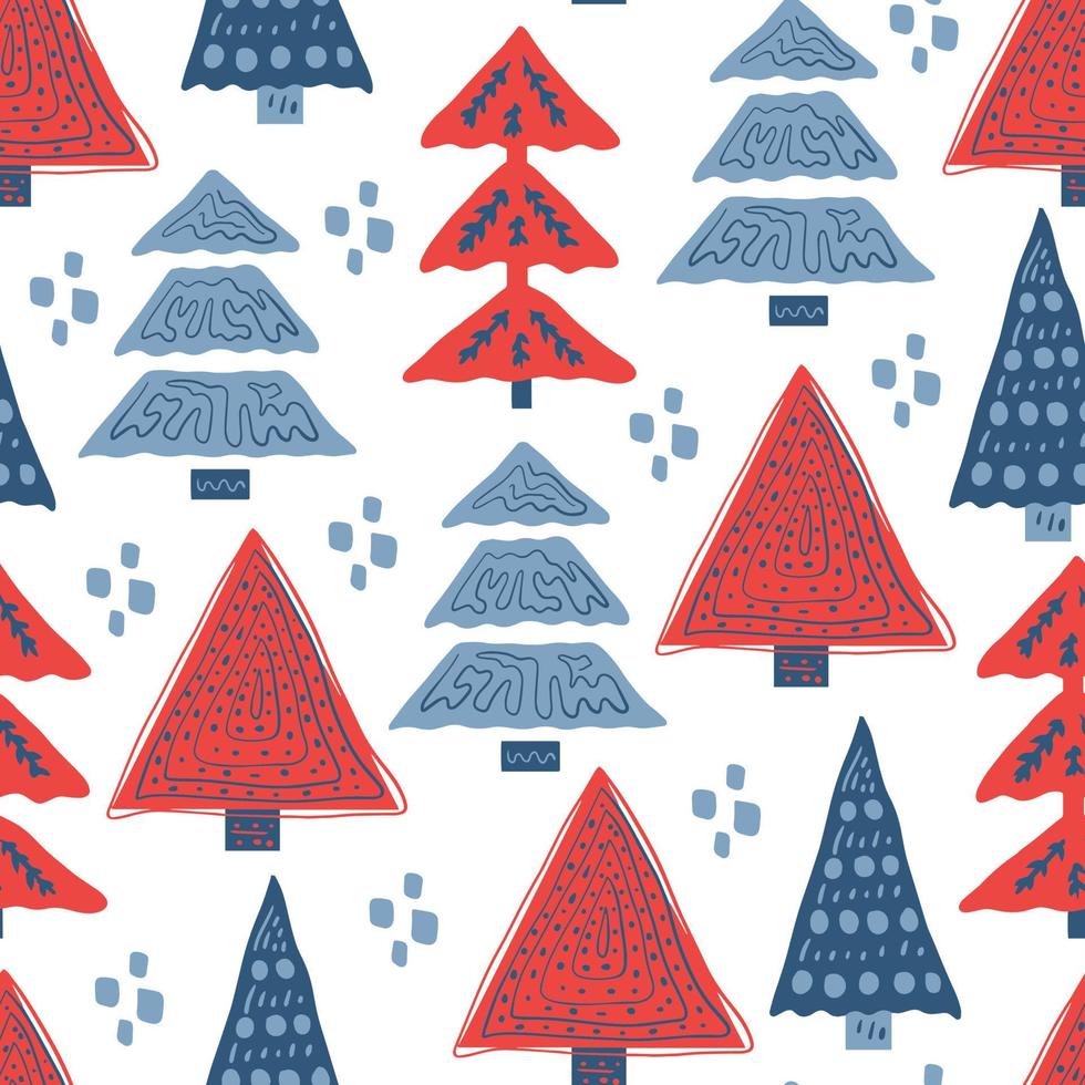 Scandinavian Christmas tree seamless background vector