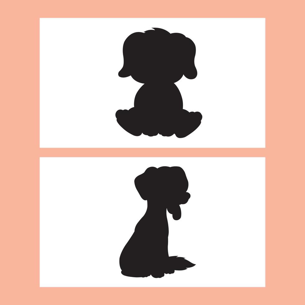 conjunto de vector de silueta de perro aislado sobre fondo blanco libro de colorear de animales para niños ilustración de perro de vector de dibujos animados