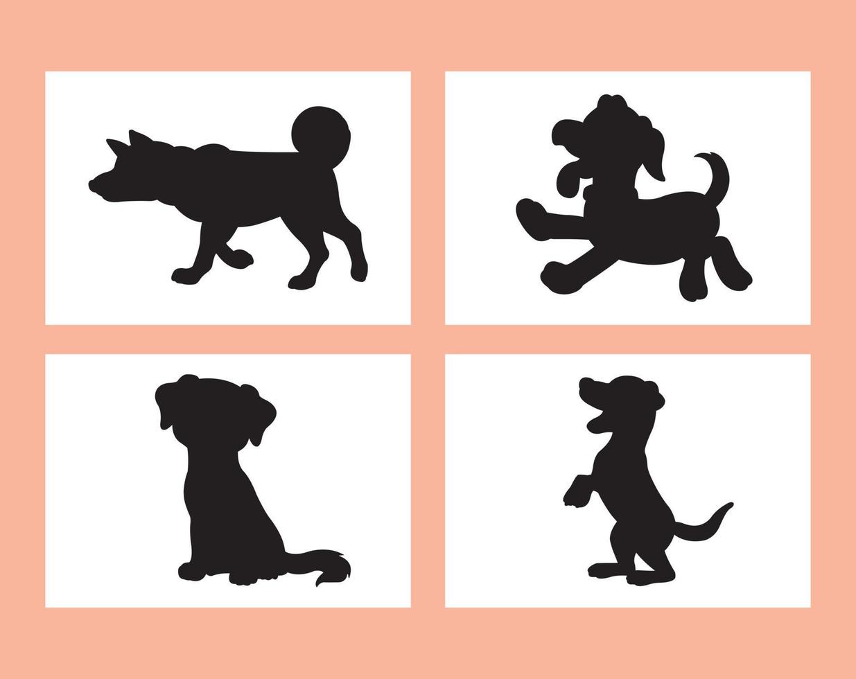 Set of dog silhouette vector isolated on white background animal coloring book for kids cartoon vector dog illustration