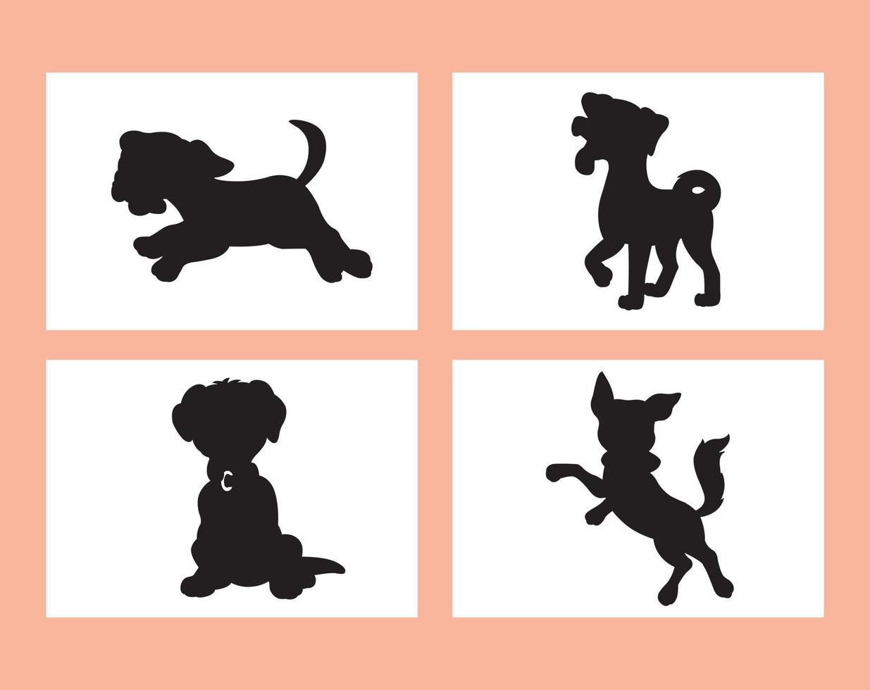 Set of dog silhouette vector isolated on white background animal coloring book for kids cartoon vector dog illustration