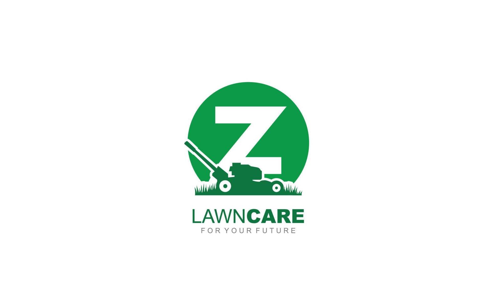 logotipo z para el cuidado del césped para la marca de la empresa. ilustración de vector de plantilla de cortacésped para su marca.