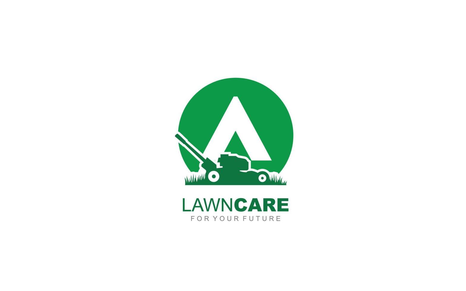A logo lawncare for branding company. mower template vector illustration for your brand.