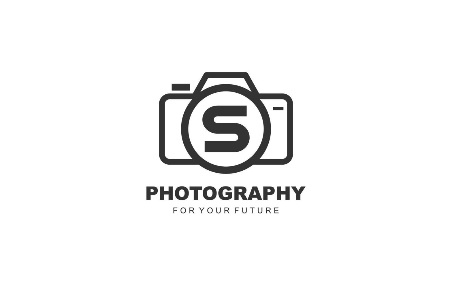 S logo photography for branding company. camera template vector illustration for your brand.