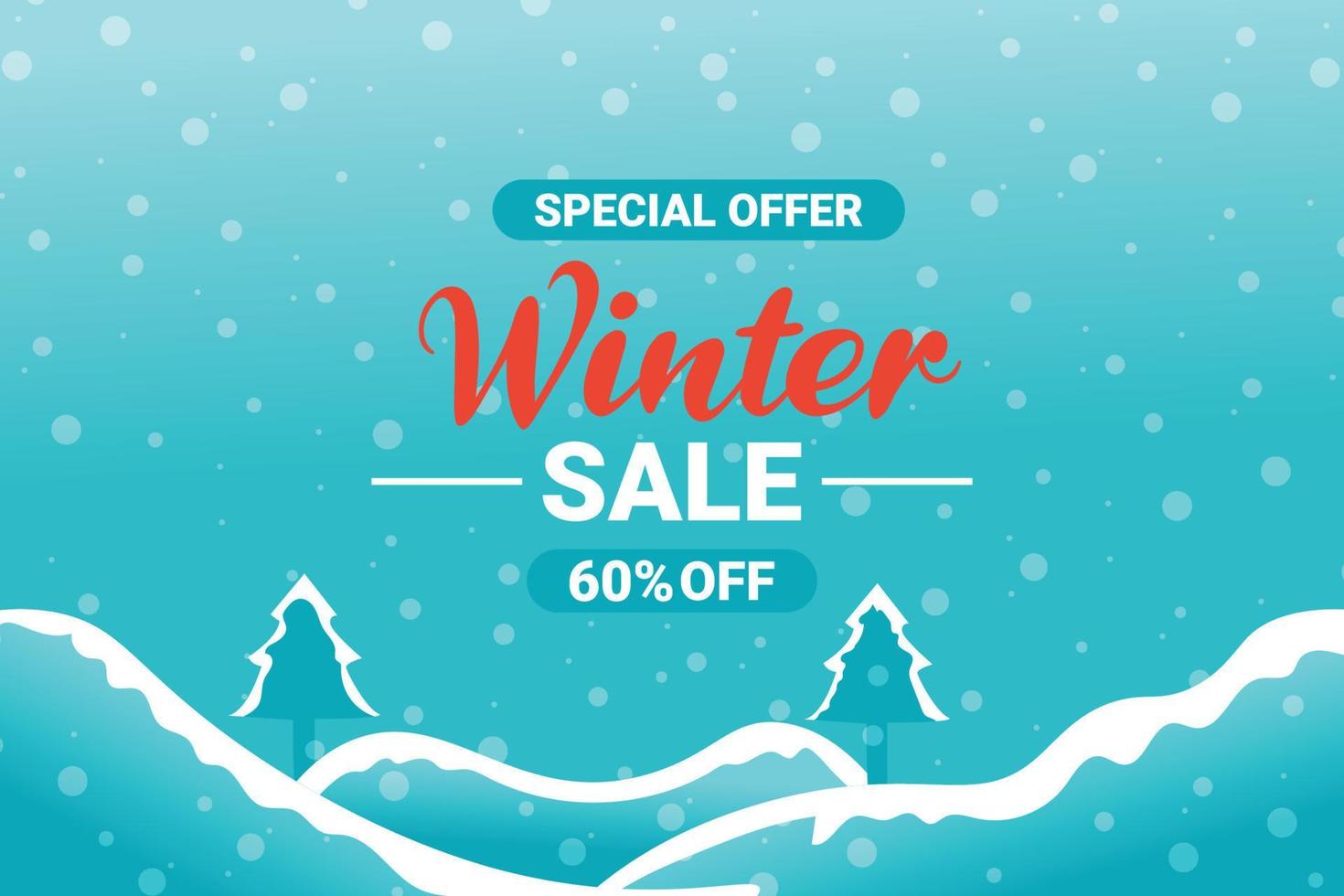 Special offer Winter sale up to 60 Percent off banner design template vector