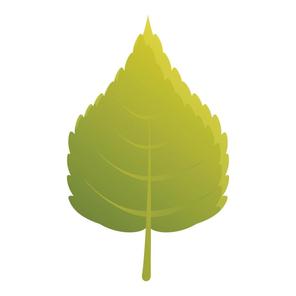 Birch green leaf icon, cartoon style vector