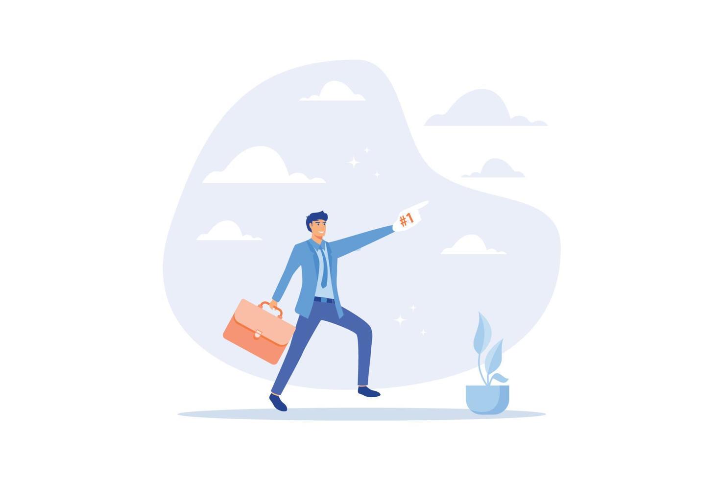 Success businessman winning competition, achieve goal or business winner, victory or succeed in work, prize honor concept, flat vector modern illustration
