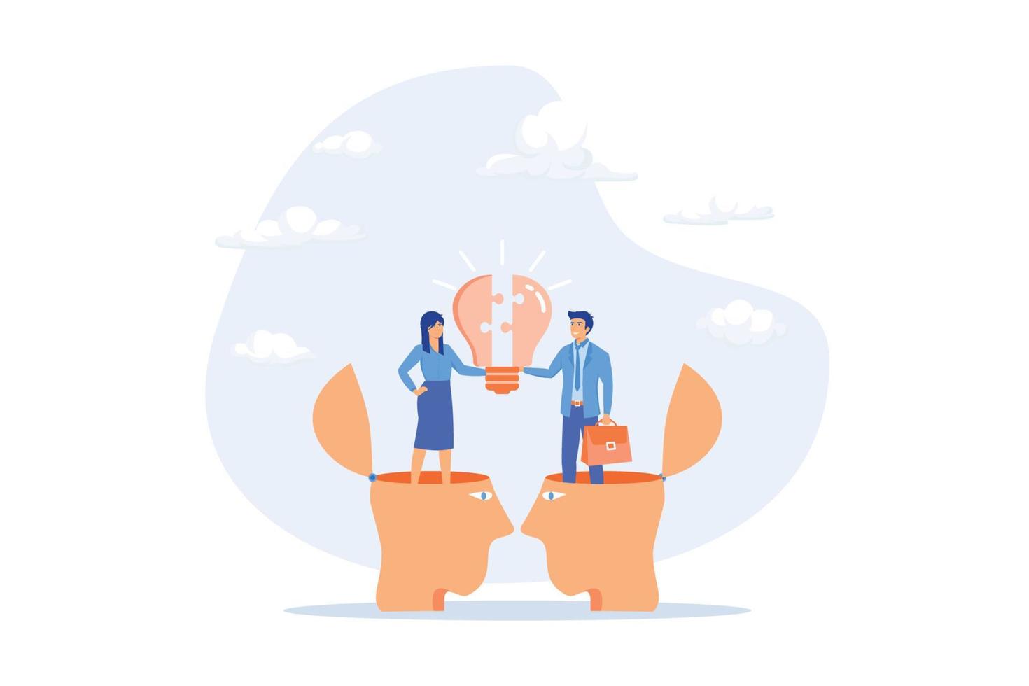 Understanding lead to success, agreement or think together to find solution to solve problem, insight or team communication concept, flat vector modern illustration