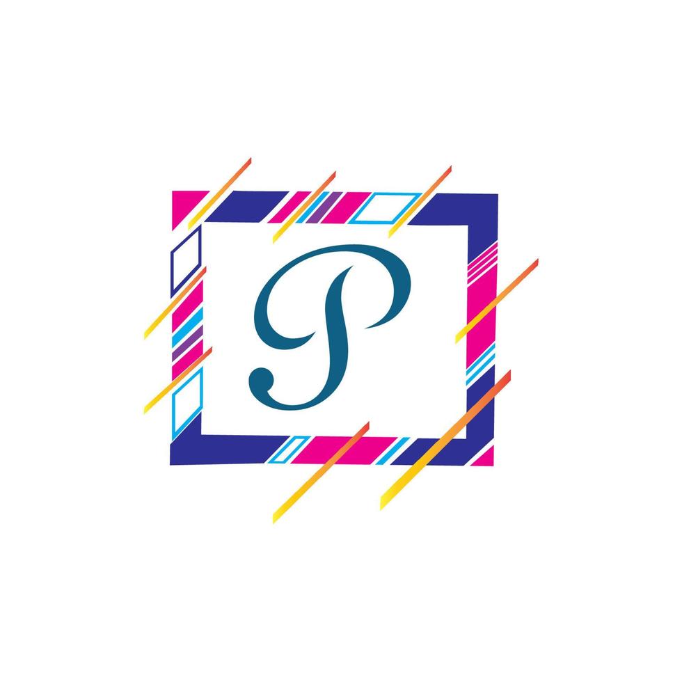 plantilla de diseño de logotipo de vector de unidad abstracta corporativa de negocio de letra p