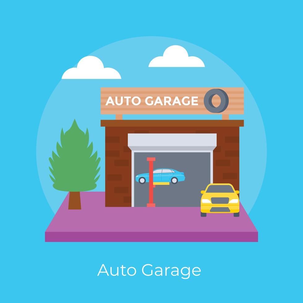 Trendy Auto Garage vector