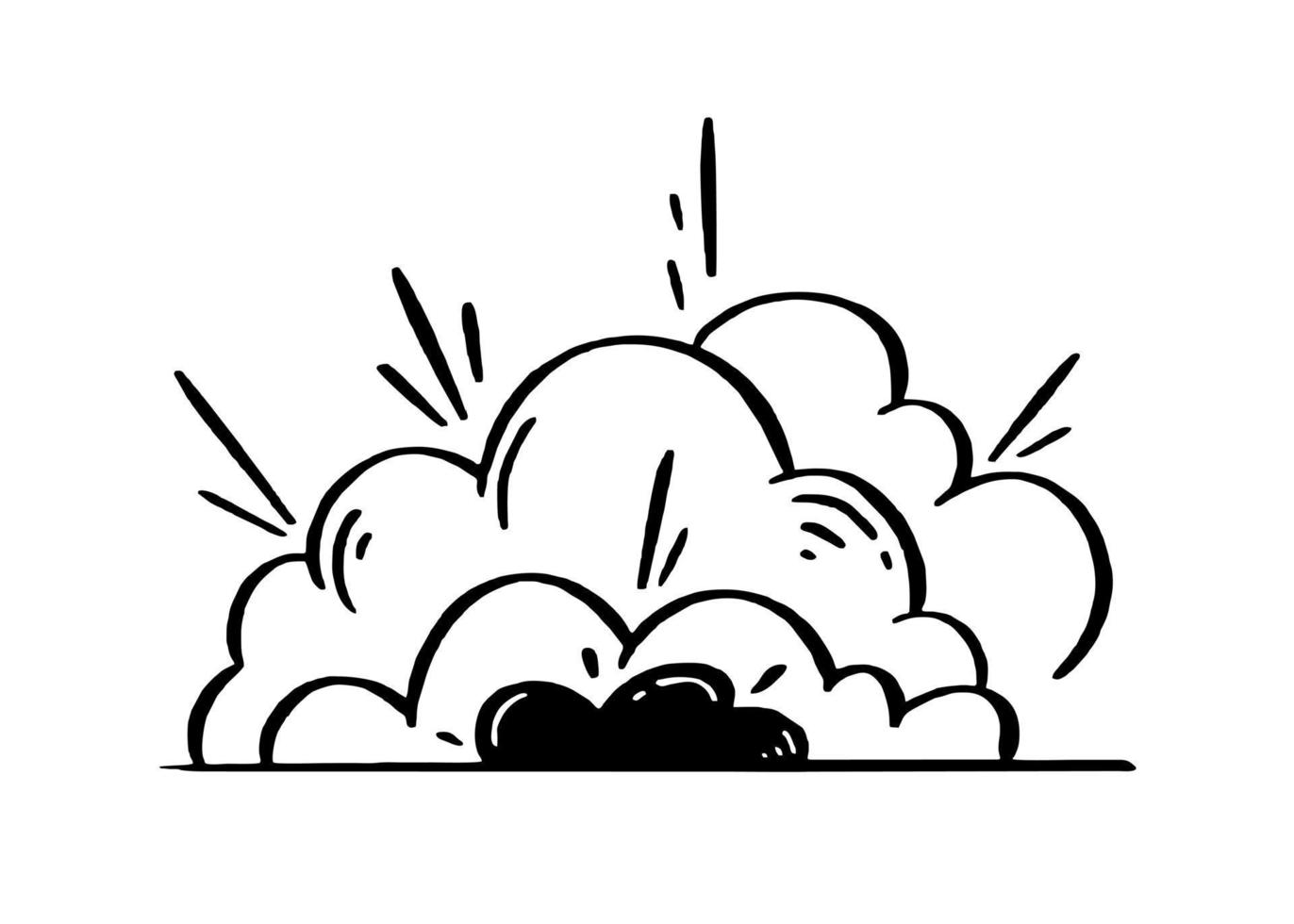 Illustration of explosion and smoke for comics. Retro design element. Vector doodle illustration