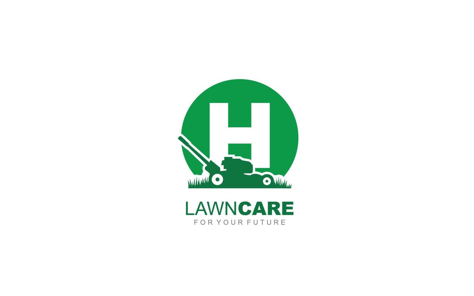 H logo lawncare for branding company. mower template vector illustration for your brand.