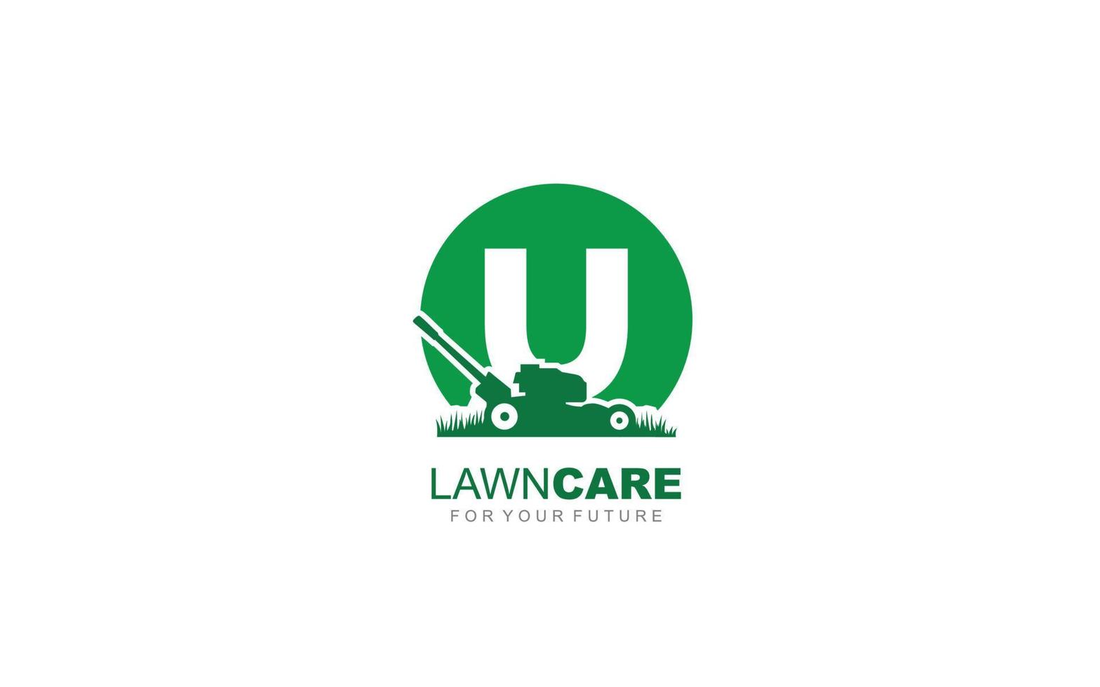 U logo lawncare for branding company. mower template vector illustration for your brand.