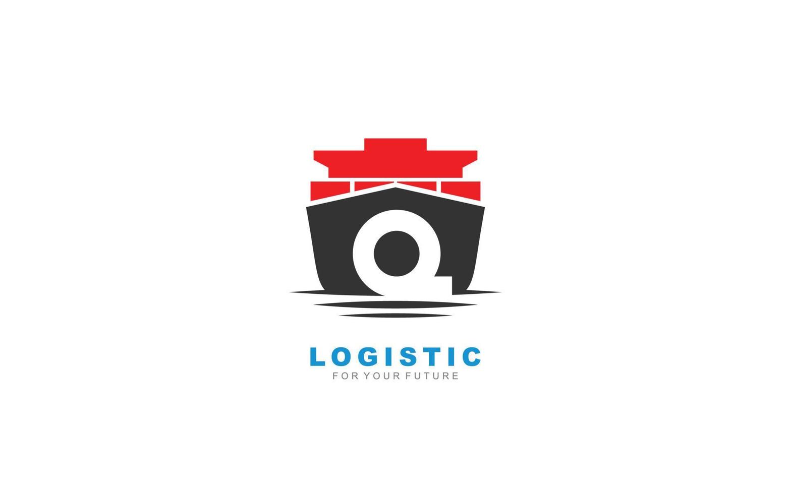 Q logo logistic for branding company. shipping template vector illustration for your brand.