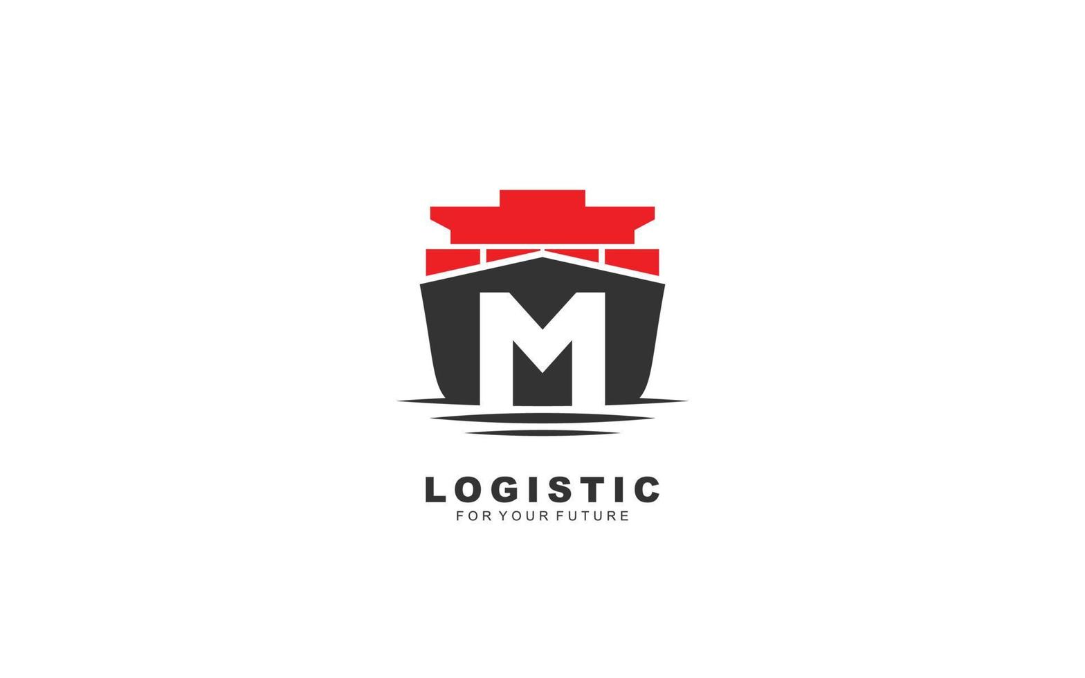 m logo logistic para empresa de marca. ilustración de vector de plantilla de envío para su marca.