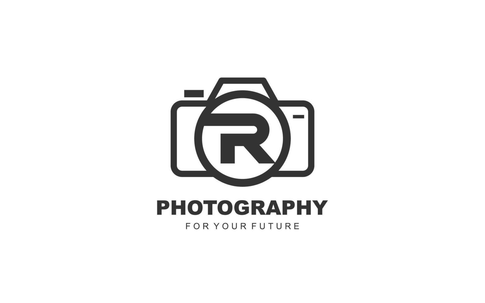 R logo photography for branding company. camera template vector illustration for your brand.