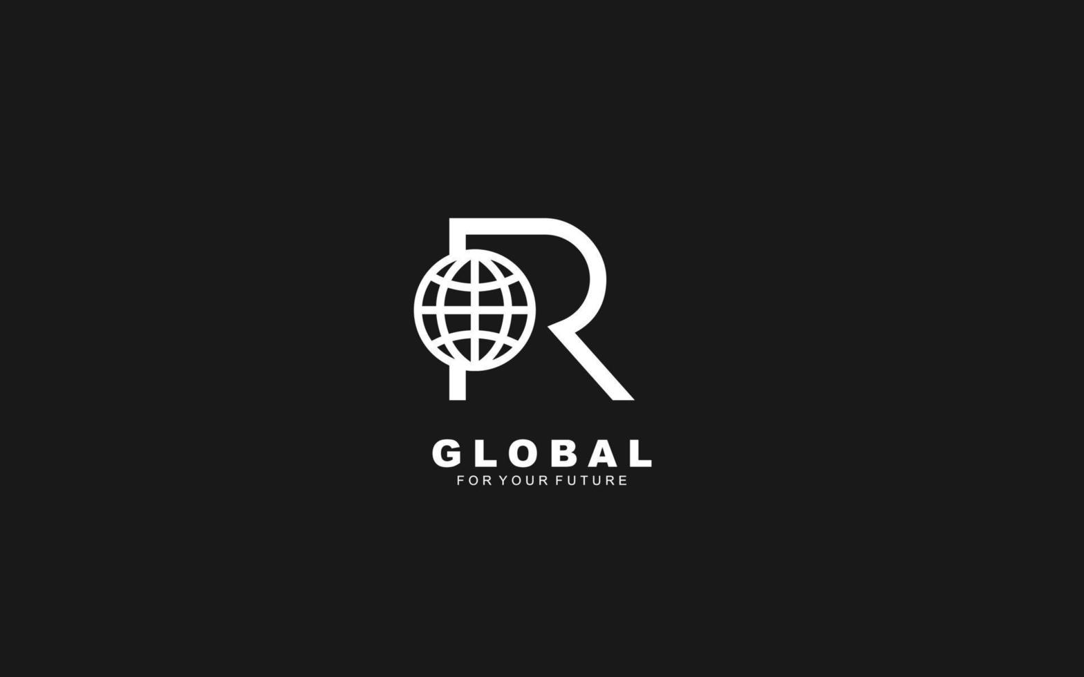 R logo GLOBE for identity. NETWORK template vector illustration for your brand.