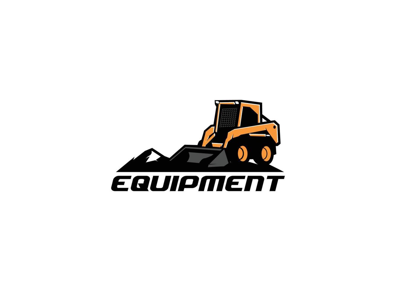 Skid steer and land clearing logo vector for construction company. Heavy equipment template vector illustration for your brand.