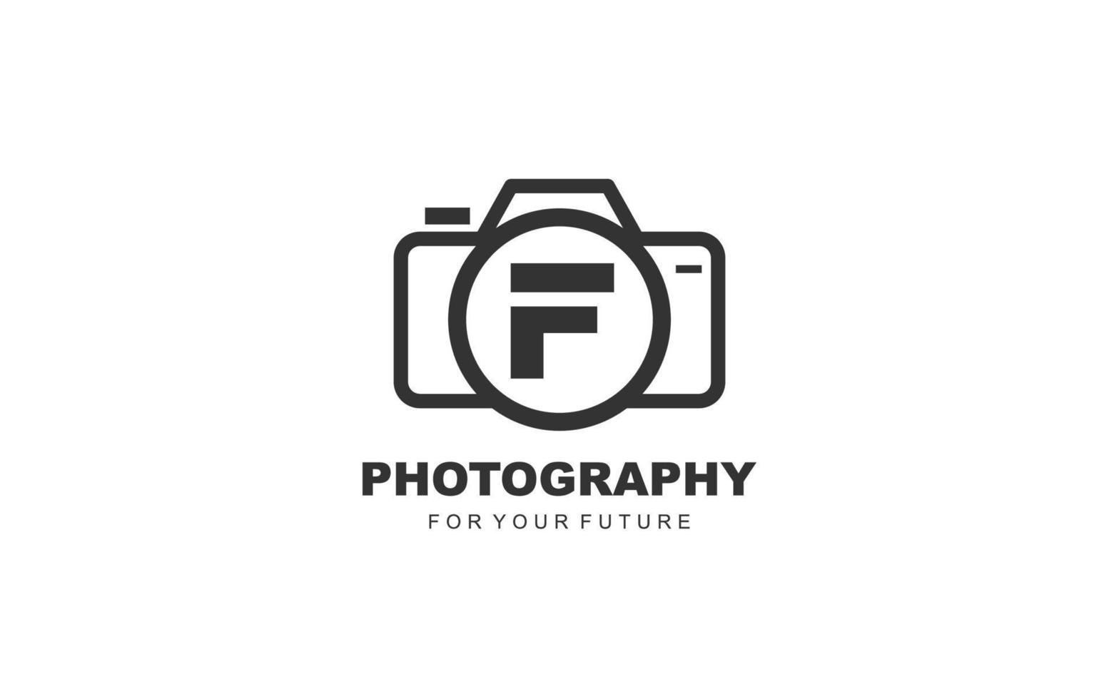 Fotografía del logotipo f para la marca de la empresa. ilustración de vector de plantilla de cámara para su marca.