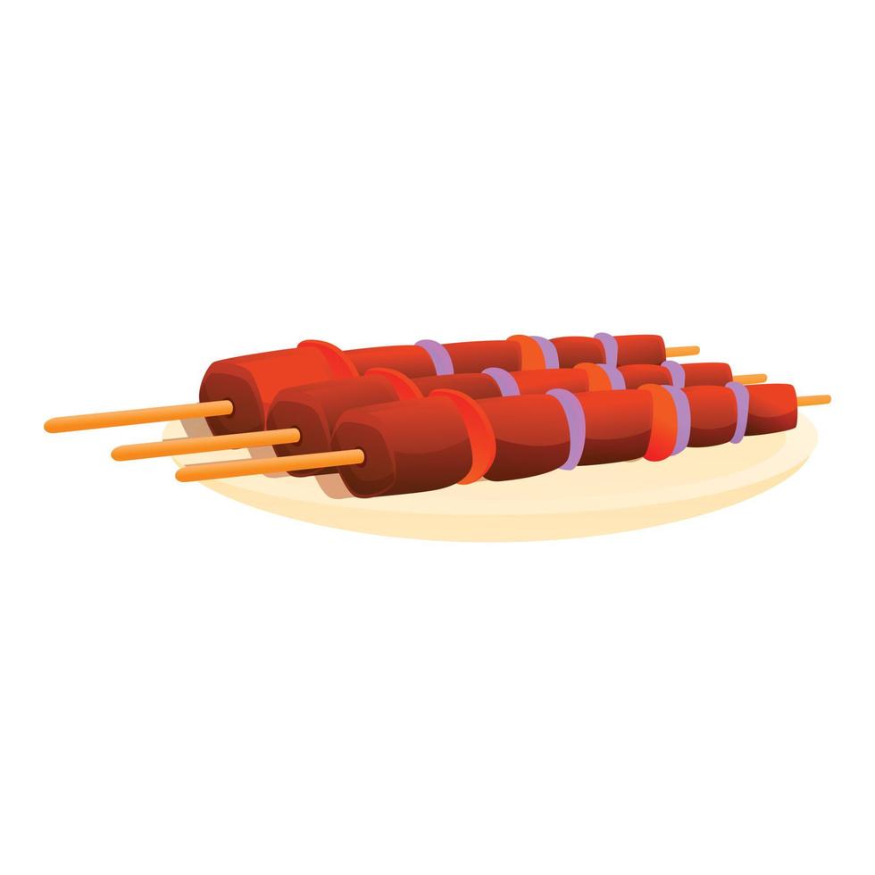 Greece bbq sticks icon, cartoon style vector