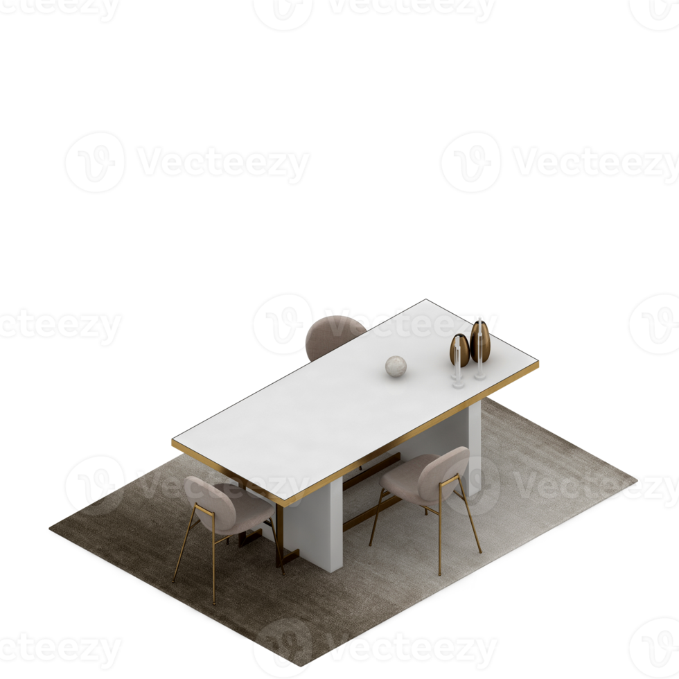 Isometric Table Set 3D render png