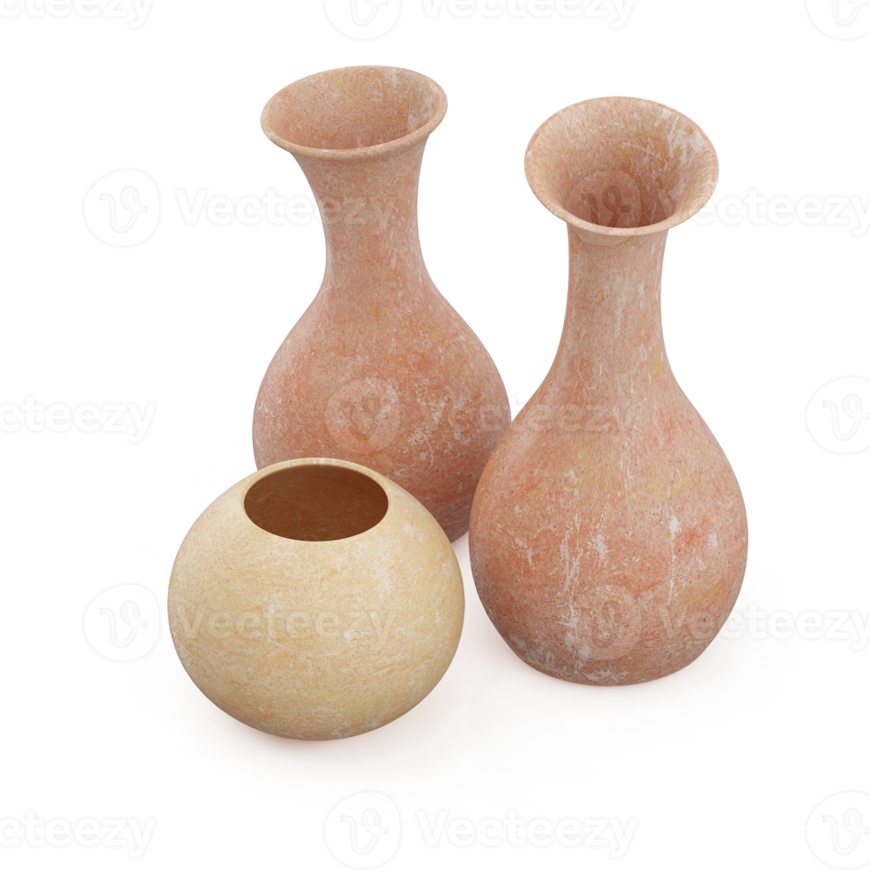 vases isométriques rendu 3d png