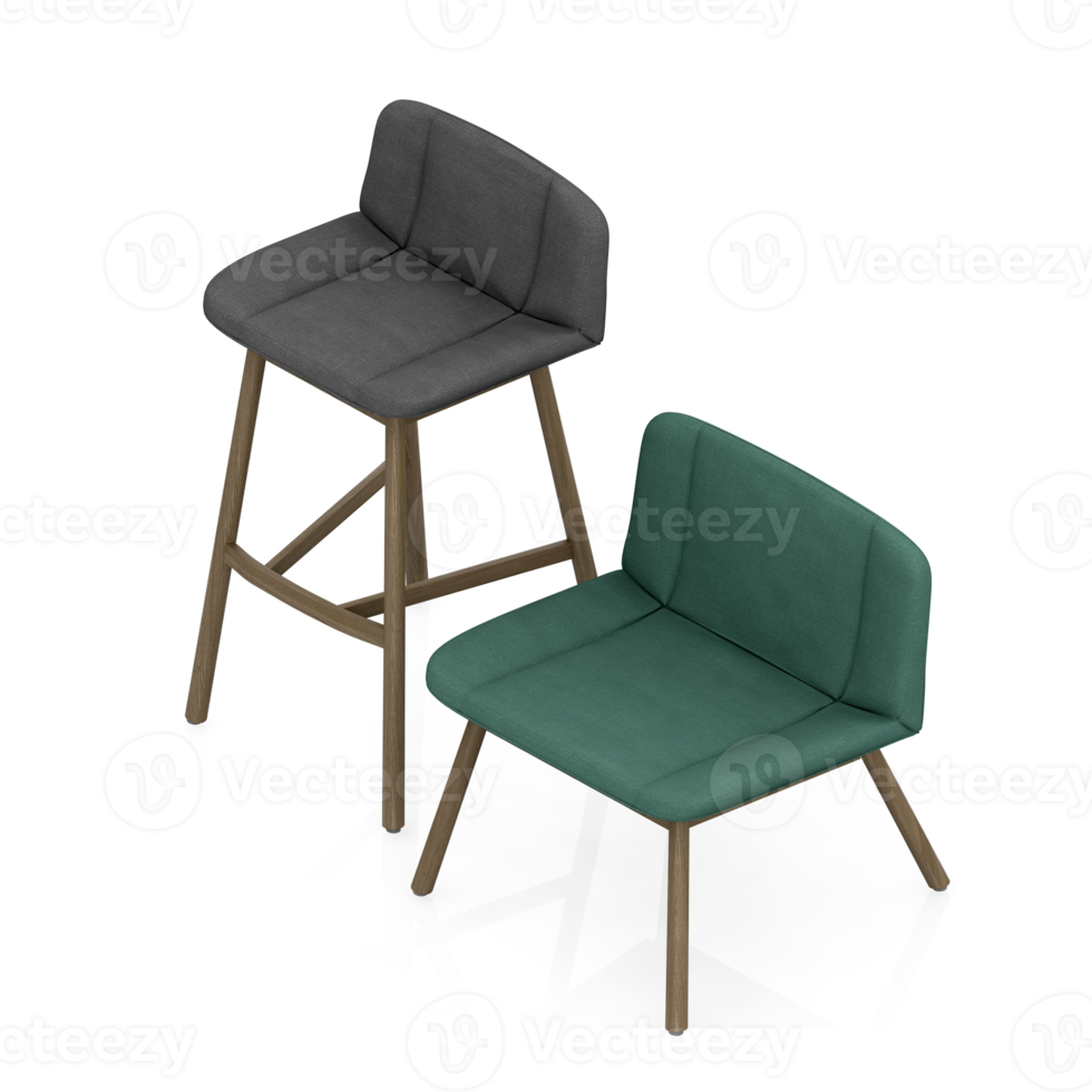 Isometric Chair 3D isolated rendering png