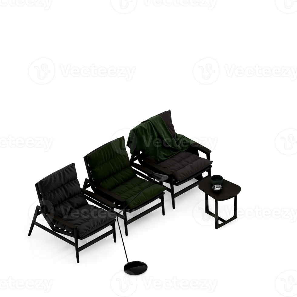 Isometric Chair 3D isolated rendering png