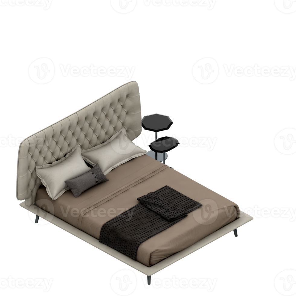 Isometric Bedroom 3D render png